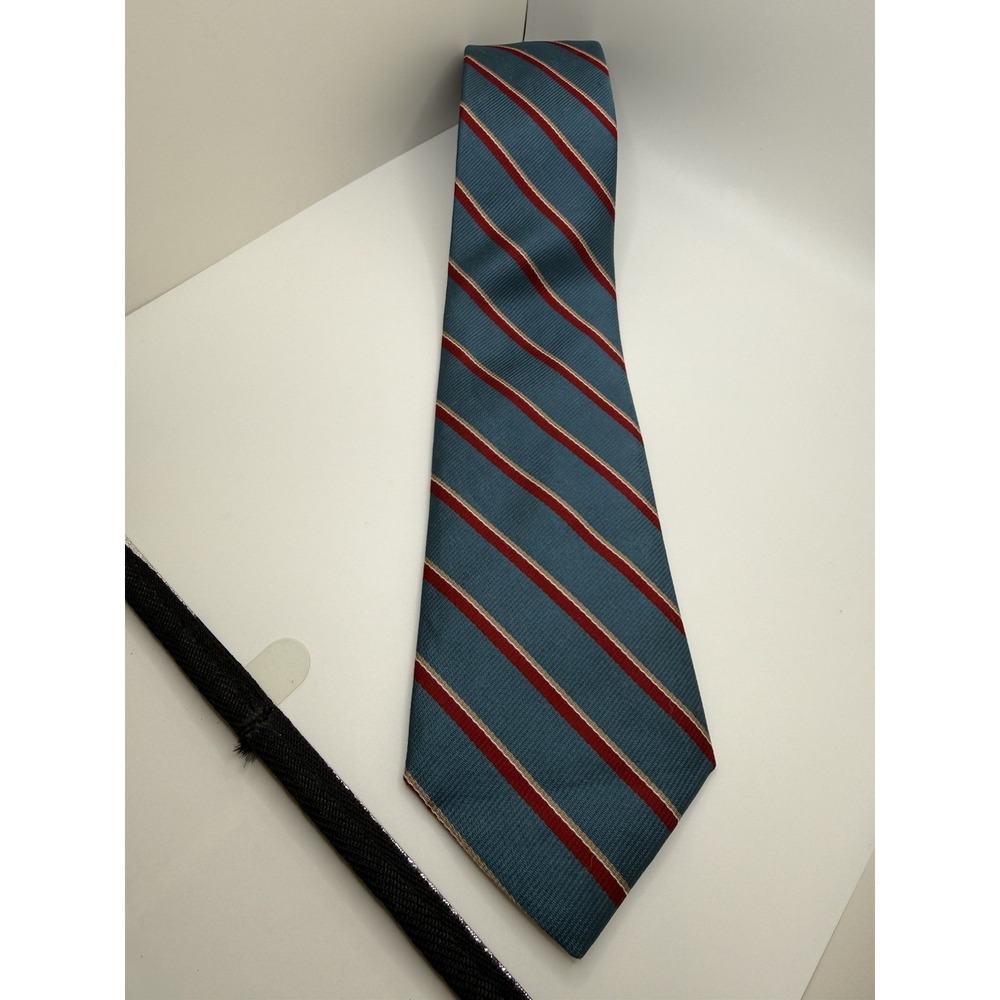 VTG Arnold Palmer Silk Tie USA Teal Red Stripe Classic Golf Mens 58.5" x 3.25"‎